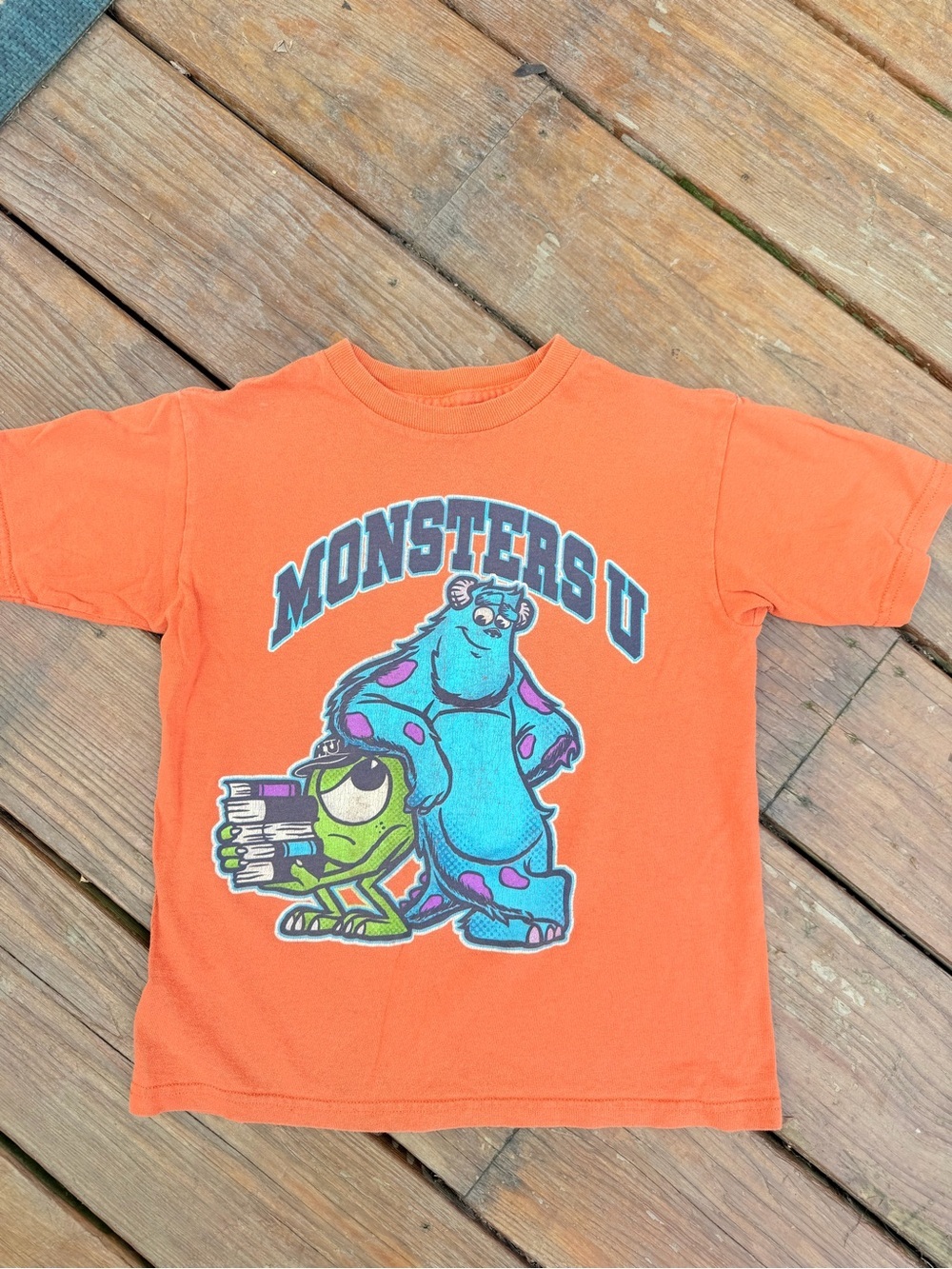 Disney Monsters U Orange Kids T-Shirt with Sulley & Mike Graphic Size 5/6